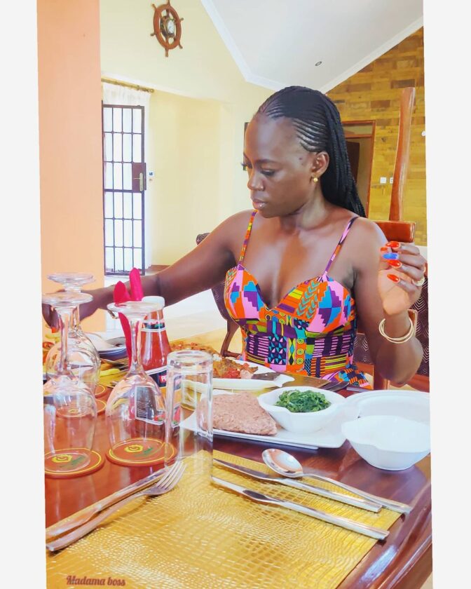 Akothee having lunch